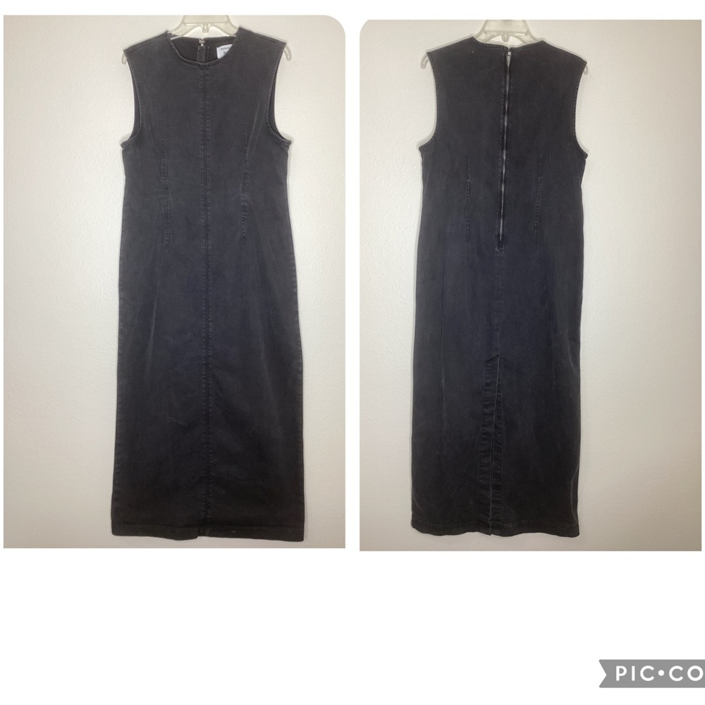 Reformation Kendi Denim Midi Dress Washed Black Sz 12 - Picture 5 of 10